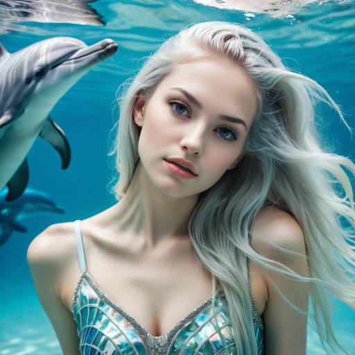 Elegant Underwater Model with Dolphin