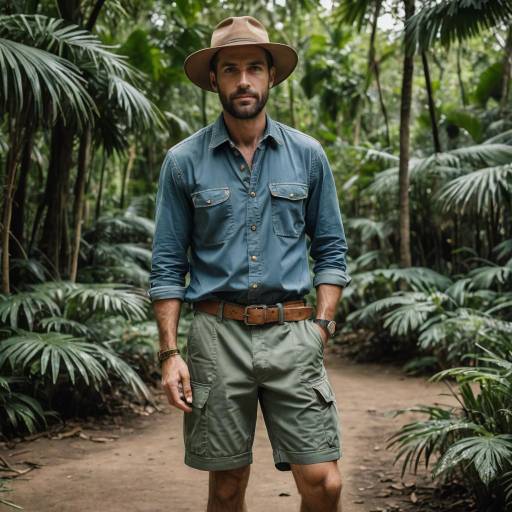 Man in Safari Outfit in Jungle Clearing