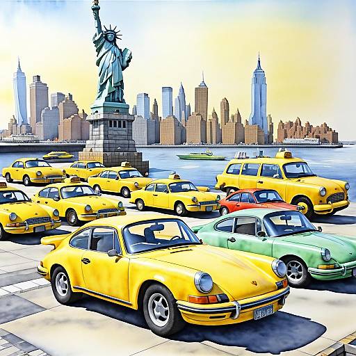 Crocheted Yellow Cab at NY Docks