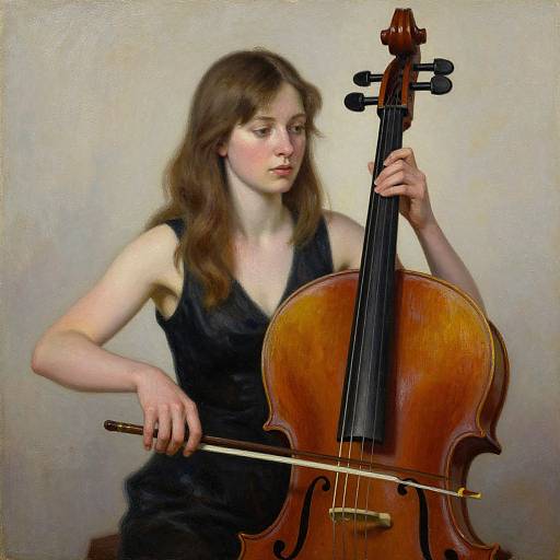 Woman Playing Cello Oil Painting