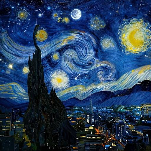 Futuristic City Under Starry Masterpiece Sky