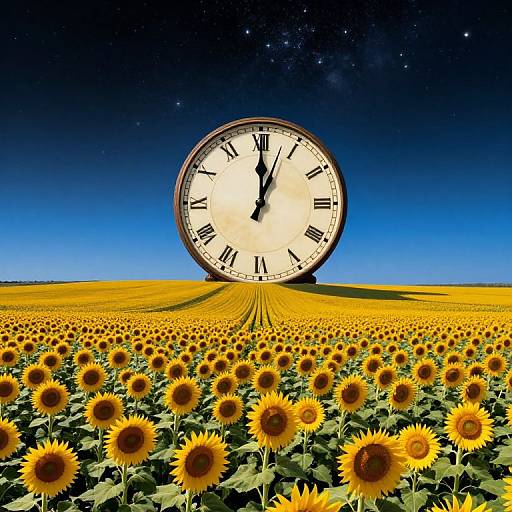 Surreal Sunflower Clock Dreamscape