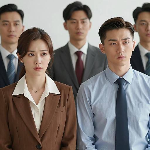 Worried Woman and Neutral Man in Focus