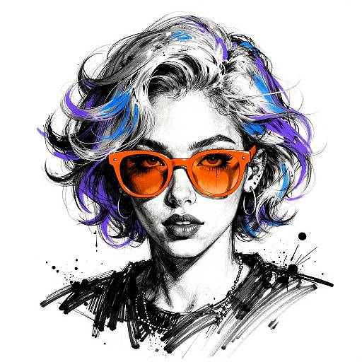 Edgy Grunge Portrait with Violet Highlights