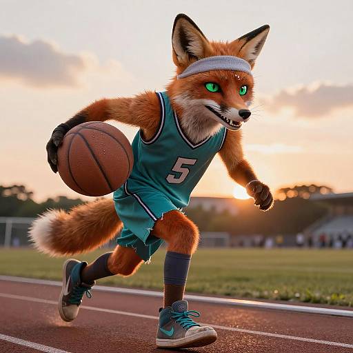 Dynamic Portrait of an Anthro Fox Sprinter