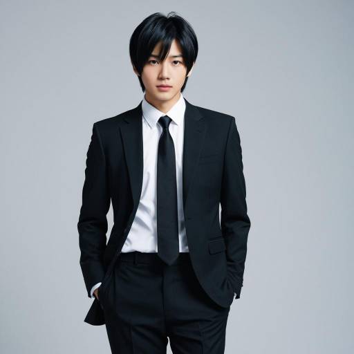 Elegant Takuro Ohki Cosplay in Black Suit