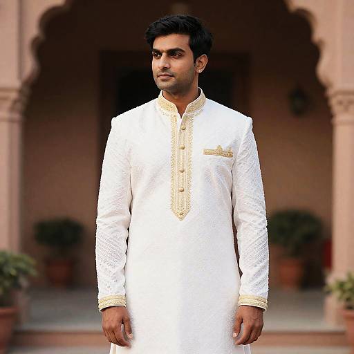 Elegant Chikankari Kurta Wedding Attire