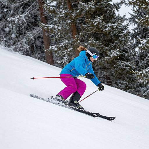 Graceful Woman Skiing Downhill Scene