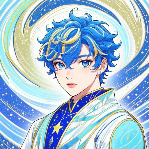 Illustration of Astel leda, holostars in the style of Kamimiya