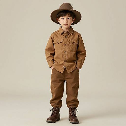 Boy in Brown Outfit Pose