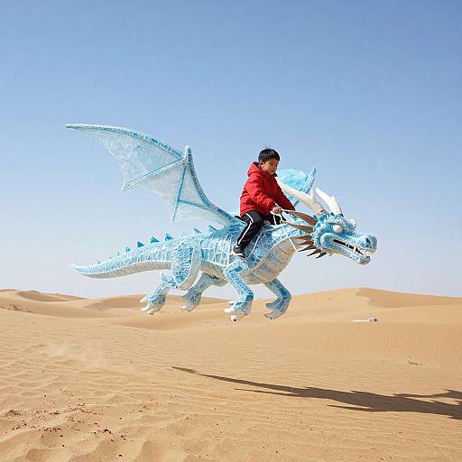 Child Riding Frozen Water Dragon