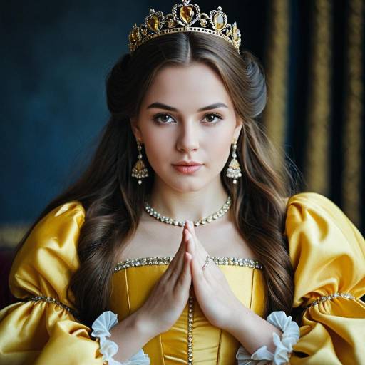 Young Woman in Renaissance Yellow Queen Dress