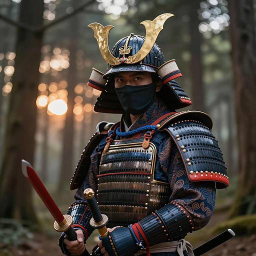 Intense Samurai in Intricate Armor