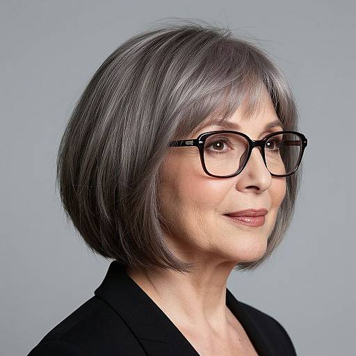 Layered Ash Tone Bob for Older Women