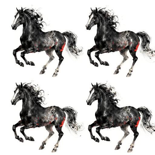 Abstract Black Horses in Motion