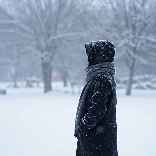 Solitary Figure in Winter Snow