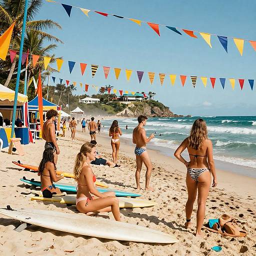 Vibrant Bikini Beach Festival Scene