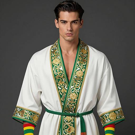 Elegant Male Mannequin in Patterned Robe