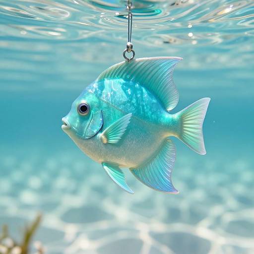 Iridescent Turquoise Angel Fish Suncatcher