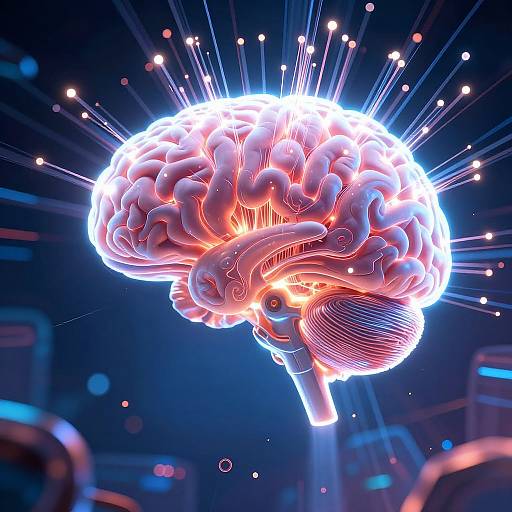 Futuristic AI Brain with Glowing Embeddings