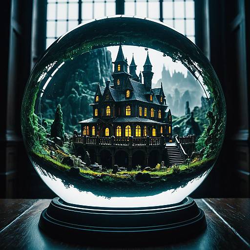 Fantasy Mansion in Glass Globe