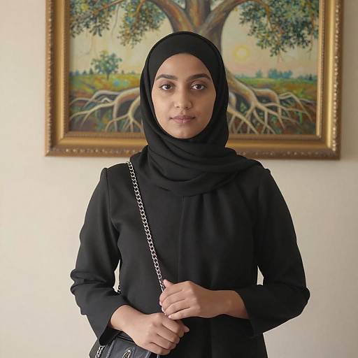 Portrait of Woman in Black Hijab