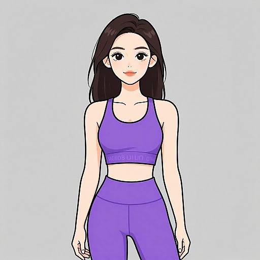 Athletic Woman in Stylish Plum Activewear