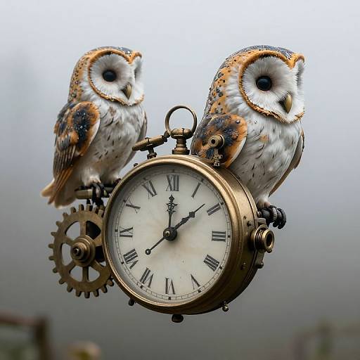 Clockwork Owls Delivering Time