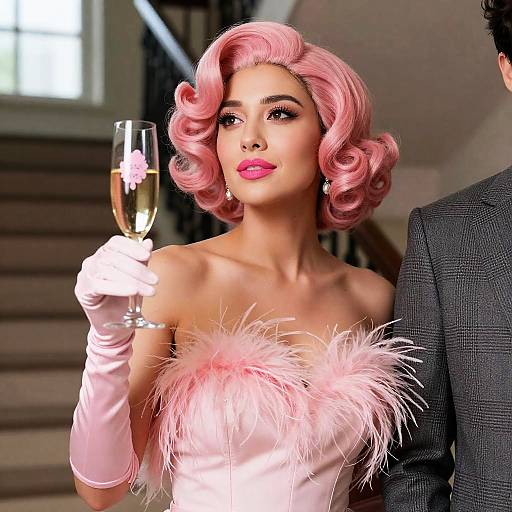 Glamorous Woman in Pink Attire