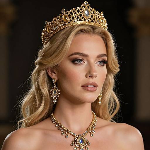Regal Blonde Woman with Crown