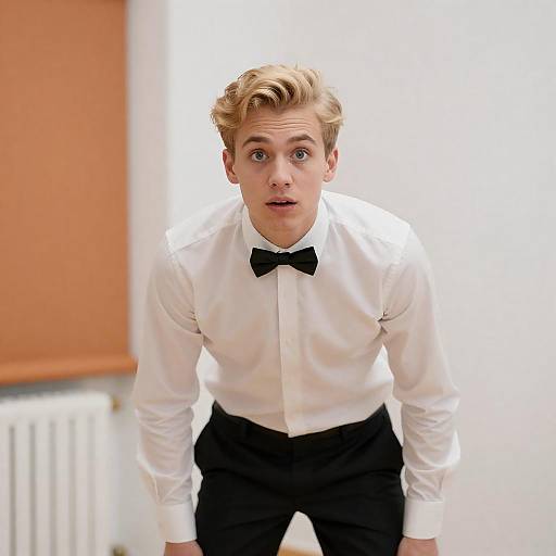 Surprised Young Man in Formal Attire
