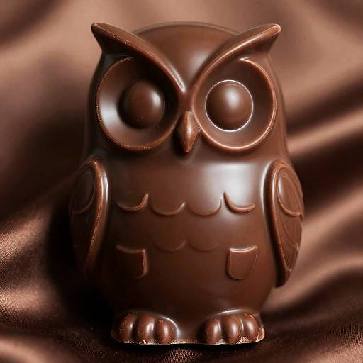 Glossy Chocolate Owl with Satin Shine