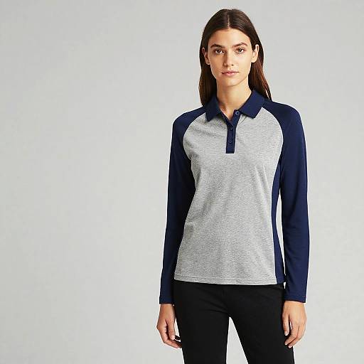 Sporty Female Polo Long Sleeve Outfit