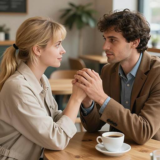 Intimate Café Moment: Couple Connection