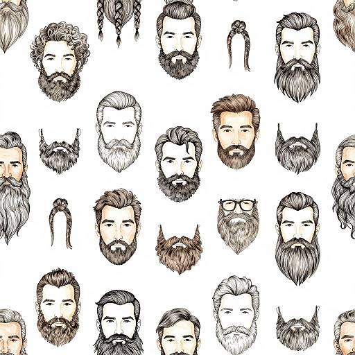 Diverse Beard Styles Seamless Pattern