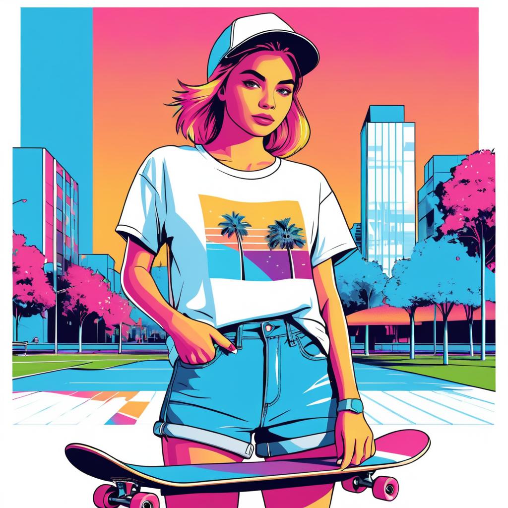 Vibrant Skateboarder T-Shirt Design