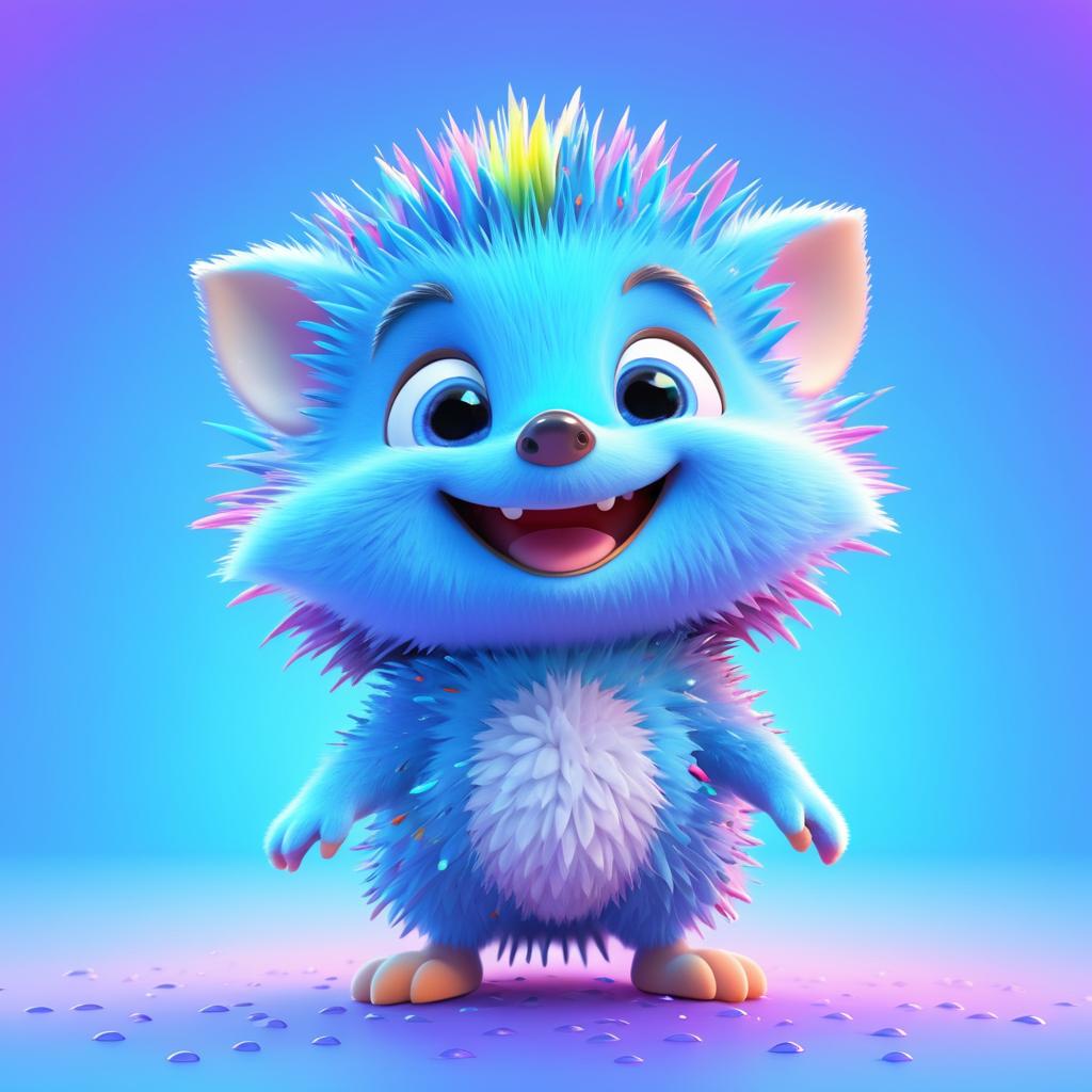 Happy Pixar-Style Baby Hedgehog Render