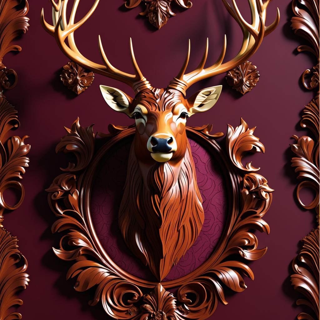 Majestic Stag Portrait in Rich Mahogany