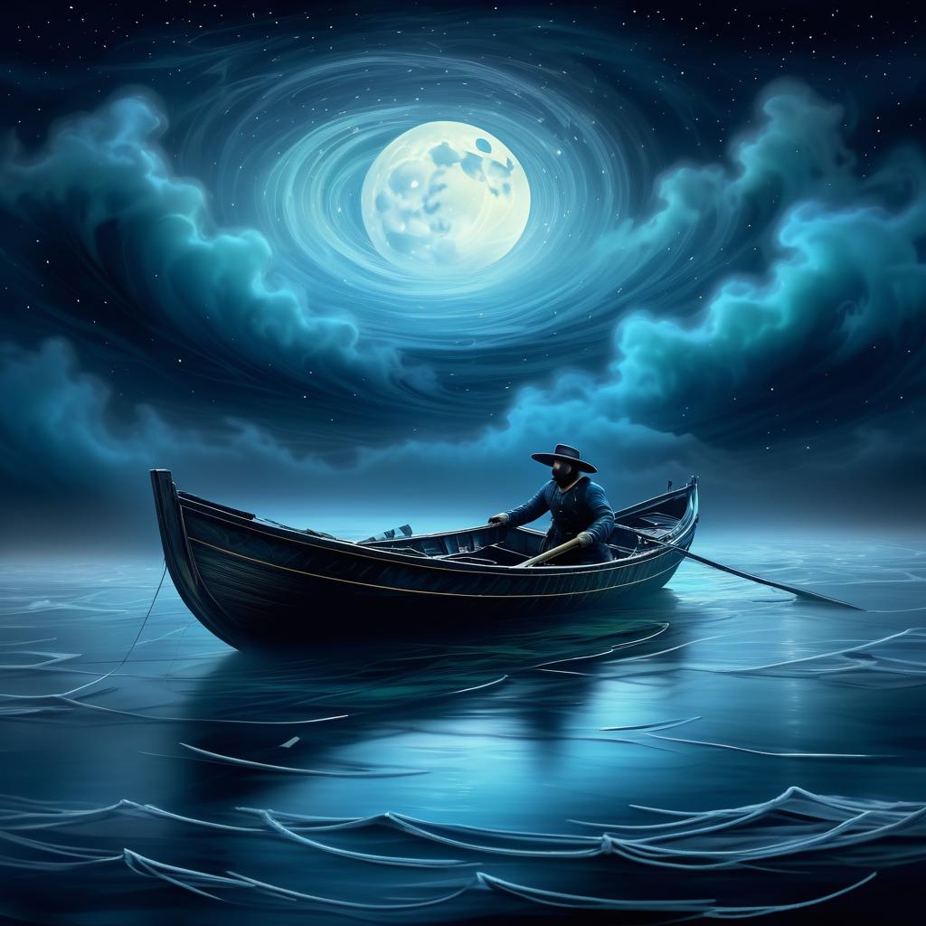 Ghostly Explorer on a Haunted Rowboat