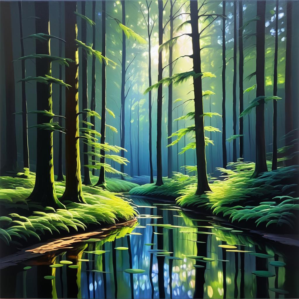 Masterful Cinematic Forest Oil Painting