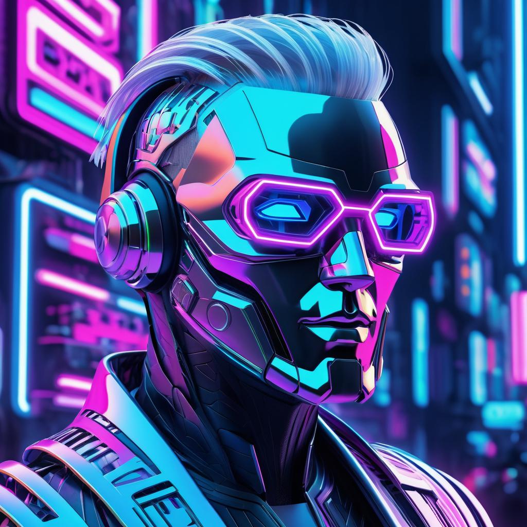 Futuristic Robotic Man in Cyberpunk Style