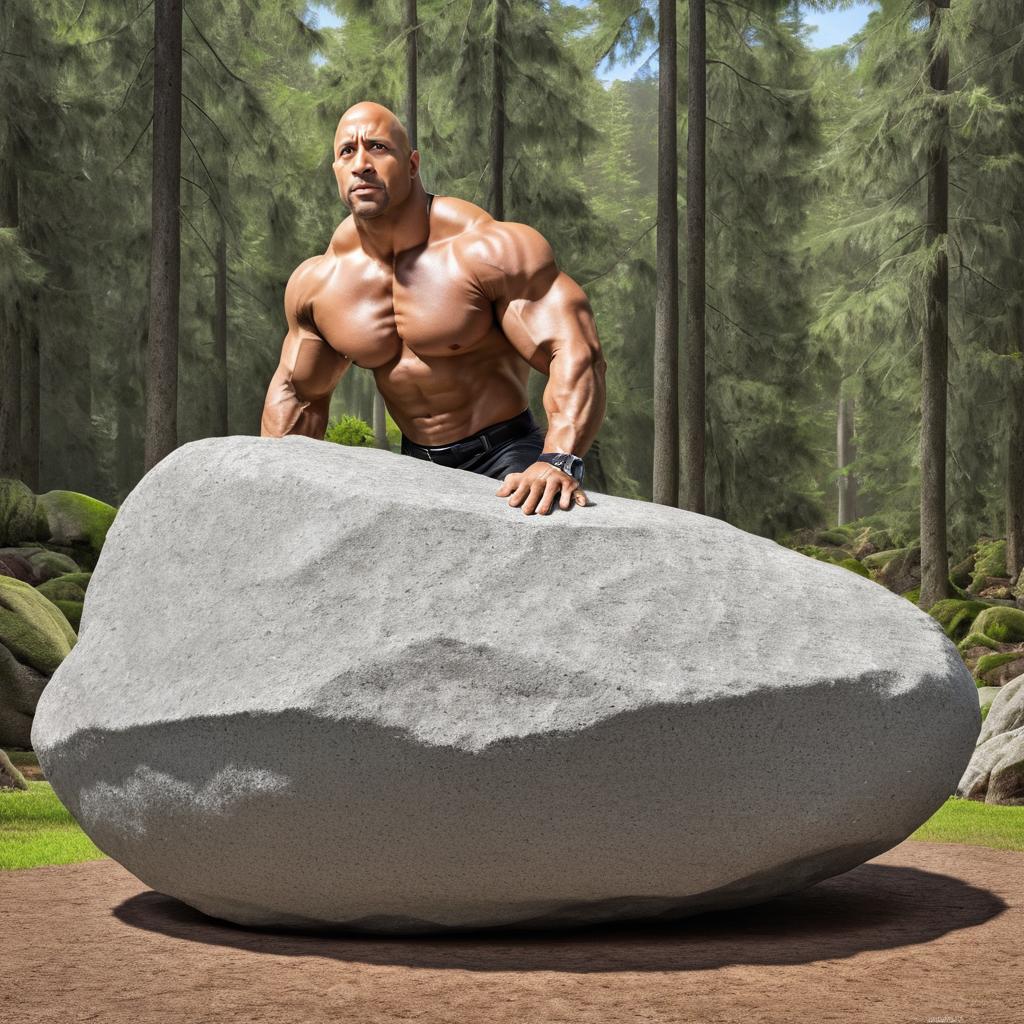 Dwayne Johnson as a Humorous Stone Figure