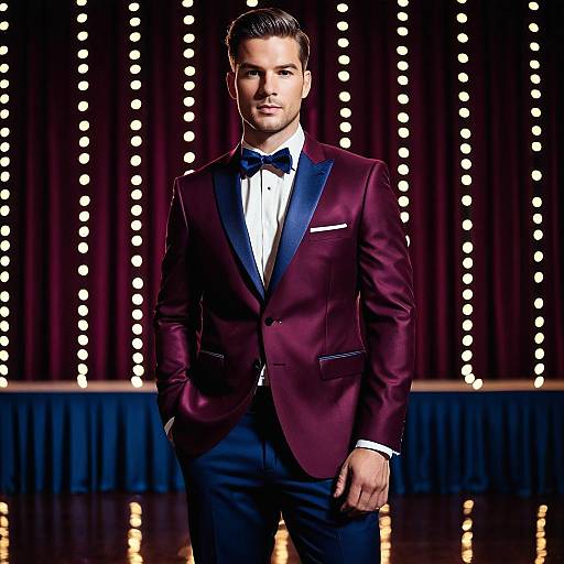 Man in Maroon Tuxedo with Bow Tie