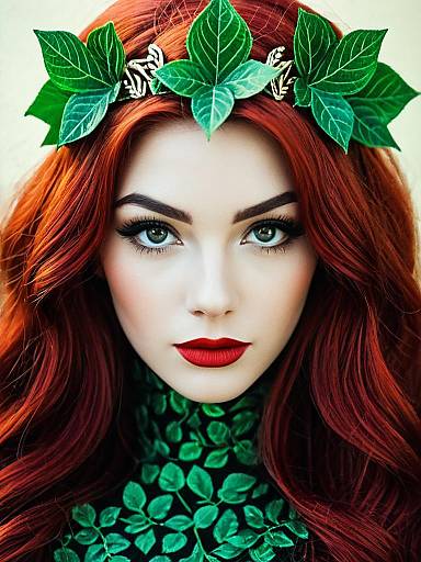 Vintage Poison Ivy Leaf Crown Headshot