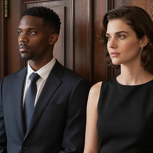 Elegant Indoor Portrait of Diverse Couple