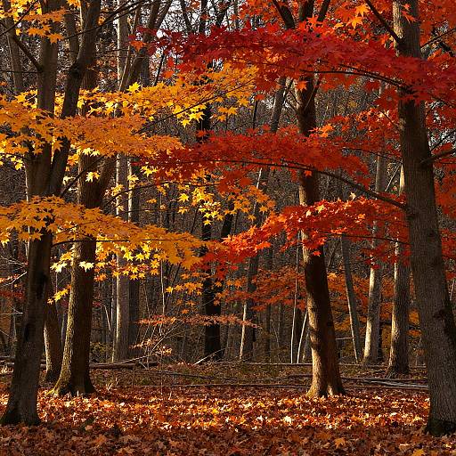 Fiery Autumn Forest Scenery