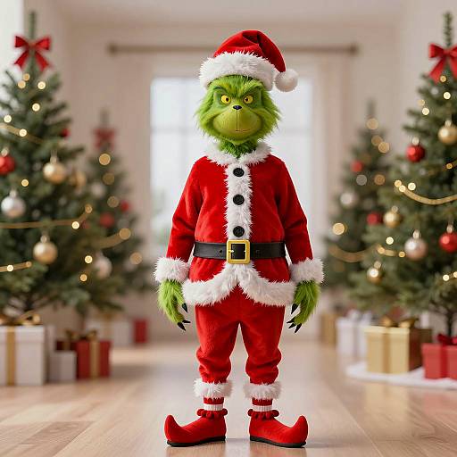 Humorous Grinch Costume Holiday Sock Design