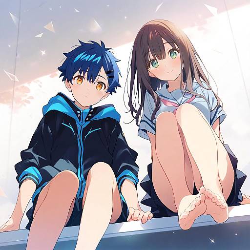 Illustration of Asanaka yomogi, gridman universe in the style of Suimya