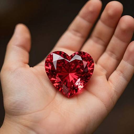 Giant Red Heart Diamond in Toddler's Hand