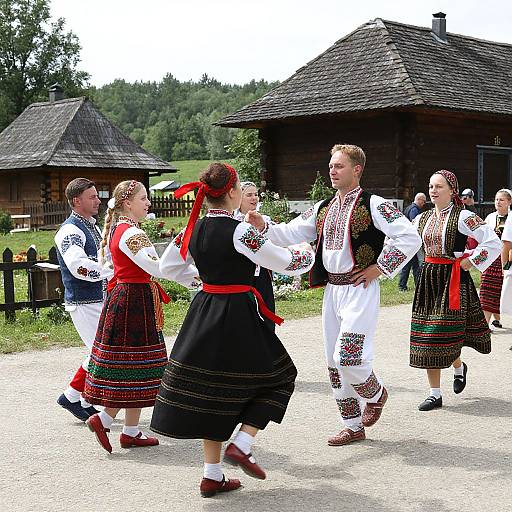 Hungarian Folk Dancers in Vibrant Motion